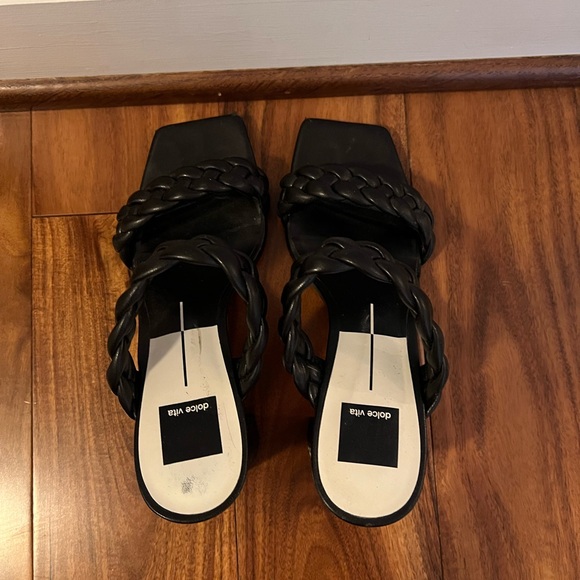 Dolce Vita Black Braided Heeled Sandals - Picture 4 of 6